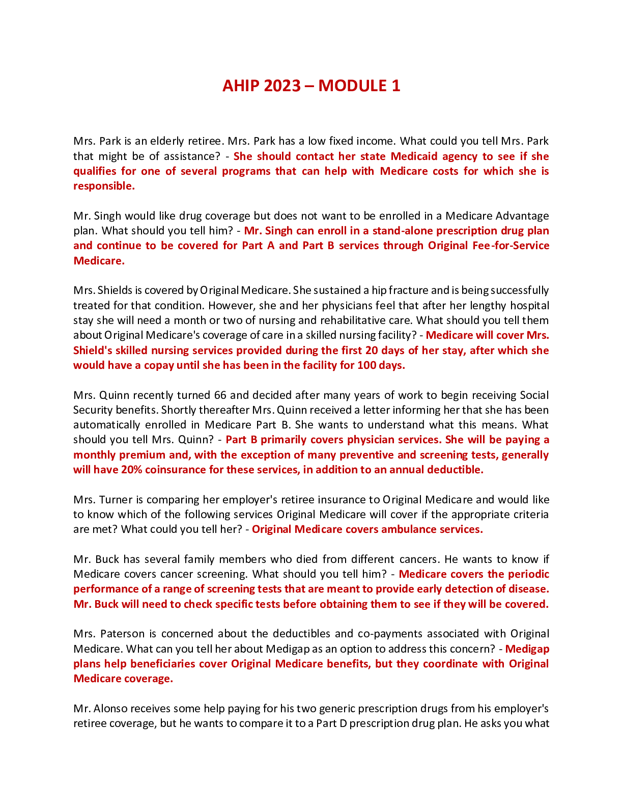 AHIP / AHIP 2023 MODULE 1